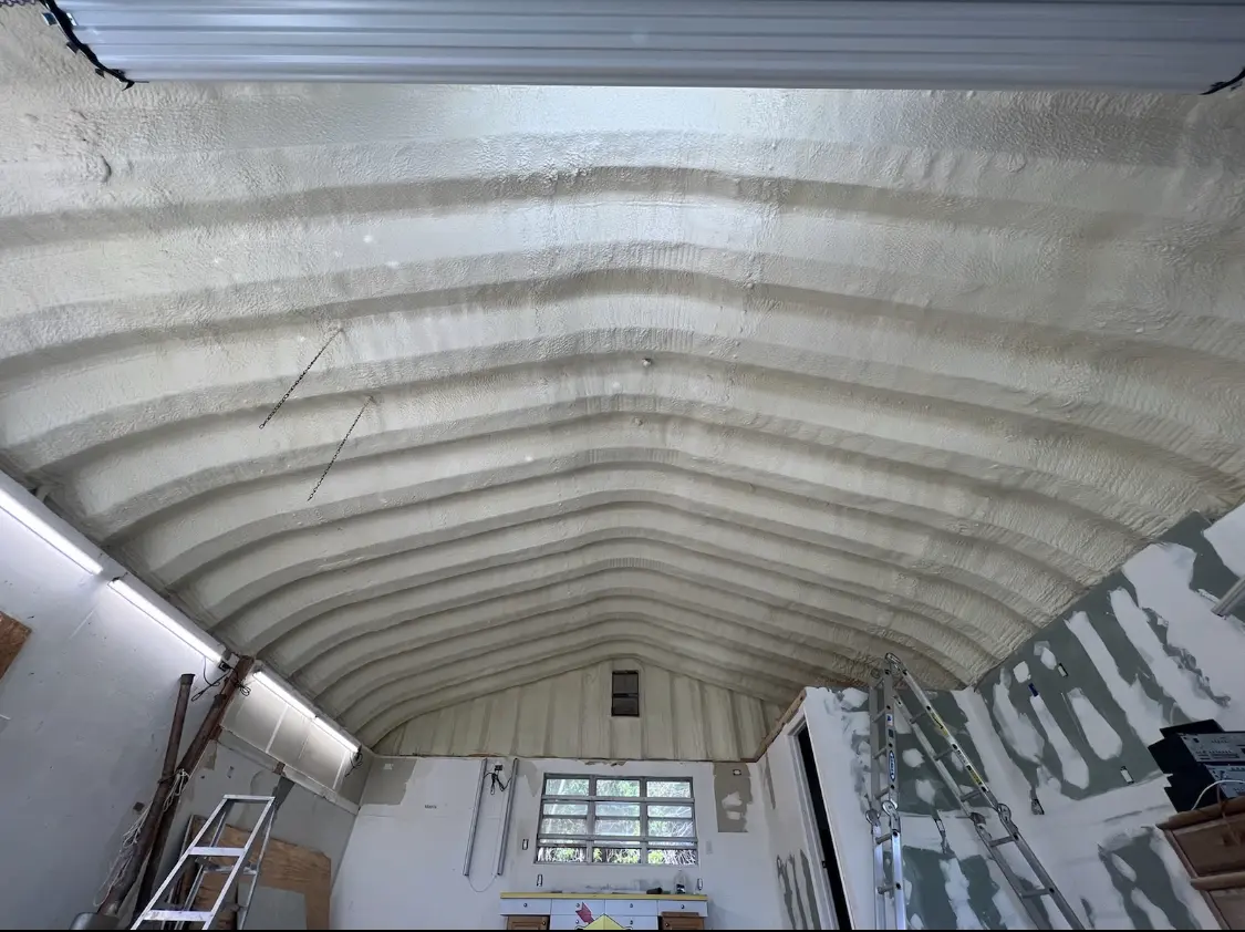 Spray polyurethane foam applied to the underside of a metal roof deck in Bethlehem